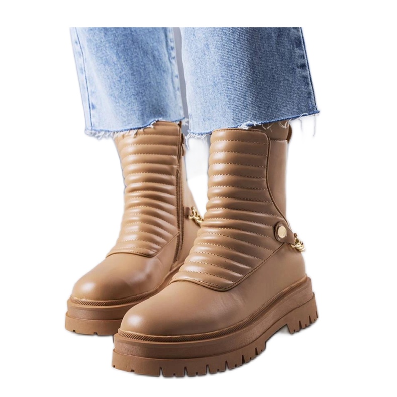 Beige isolierte Stiefeletten mit Kette von Pareda - Solea