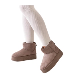 Dunkelbeige lässige Schneestiefel mit hohem Plateau