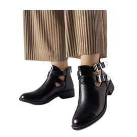 Schwarze Stiefeletten mit Cut-Outs und Schnallen