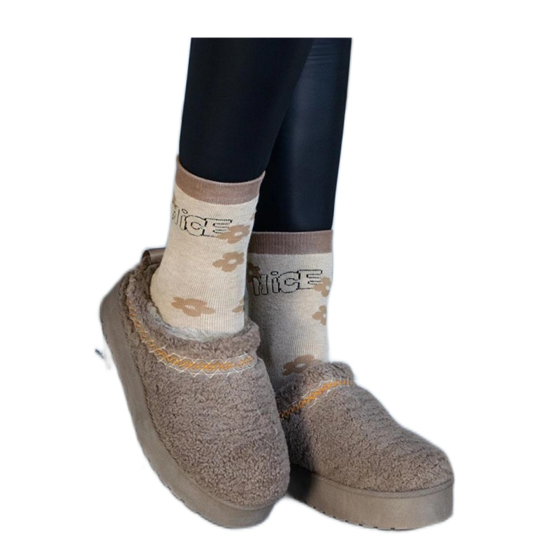Braune Plateau-Schneestiefel mit niedrigem Schaft und gesticktem Greene-Solea-Muster