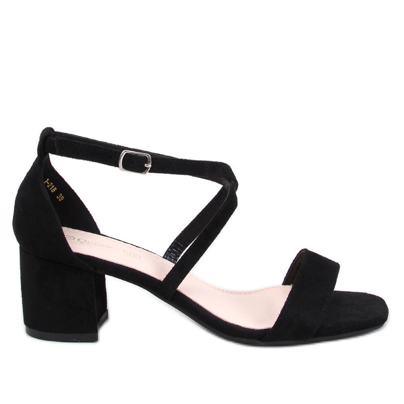 Schwarze Sandalen mit niedrigem Absatz