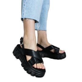 Schwarze, elegante Torriana-Plateausandalen