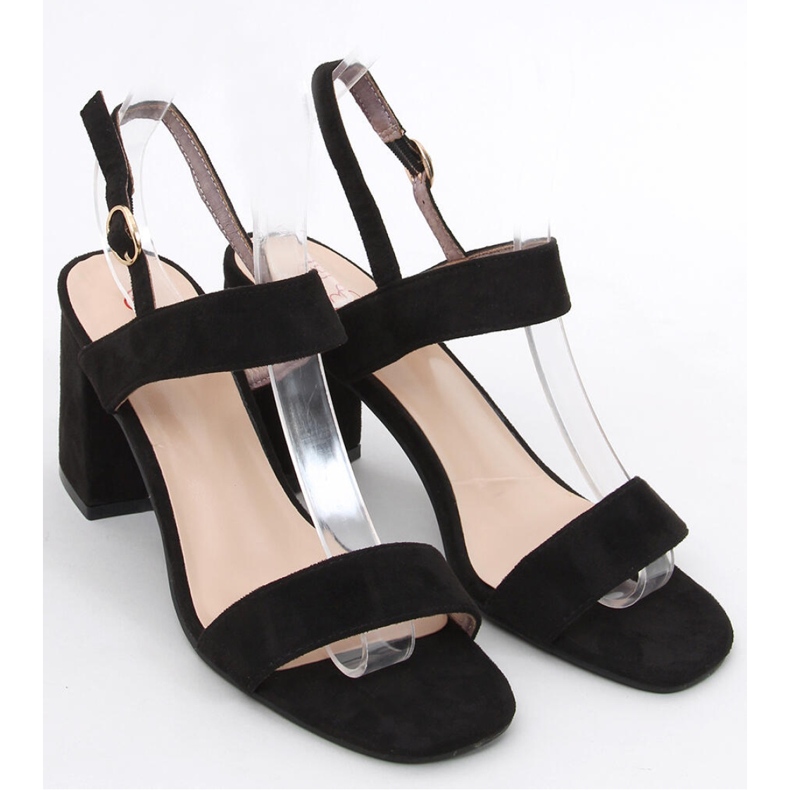 Schwarze Pfingstrosen-Sandalen mit hohen Absätzen – Inello