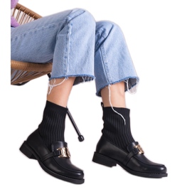 Schwarze Stiefeletten mit Stoffobermaterial