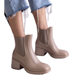 Beige Gummistiefel mit hohem Absatz