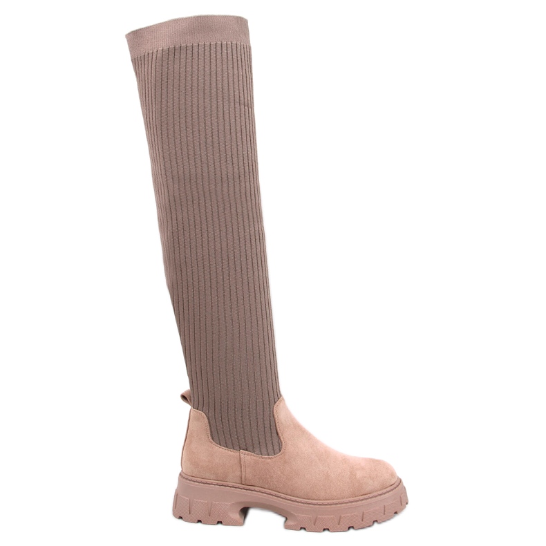 Khakifarbene Sock-Boots beige