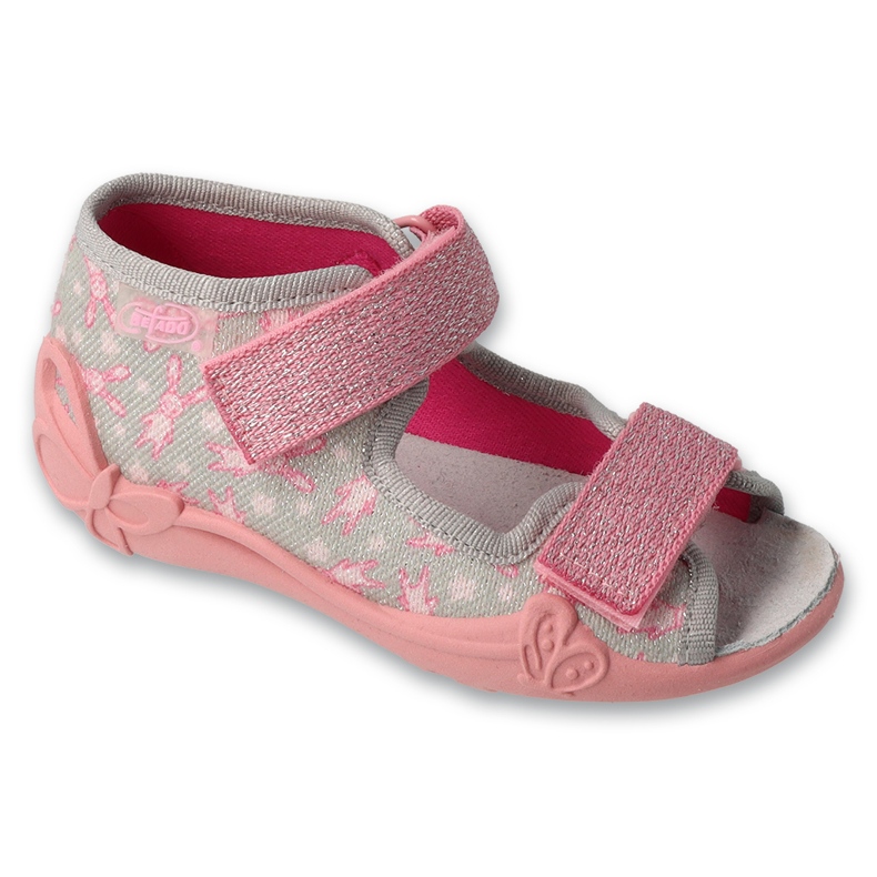 Befado Kinderhausschuhe 342P067, extrem flexible Sohle, grau/rosa