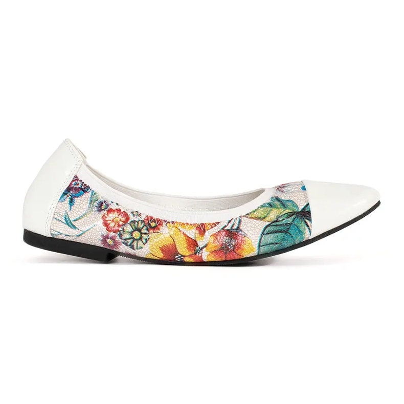 Goodin Geblümte Ballerinas mit weißer Lackspitze