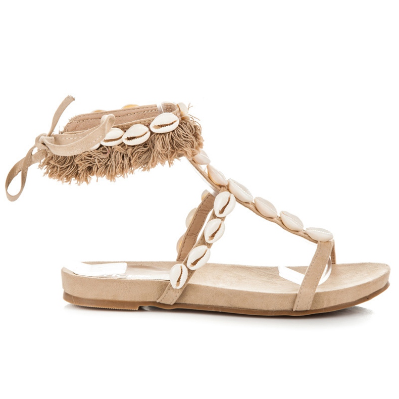 Vices Gebundene Sandalen mit Muscheln braun