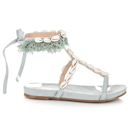 Vices Gebundene Sandalen mit Muscheln blau