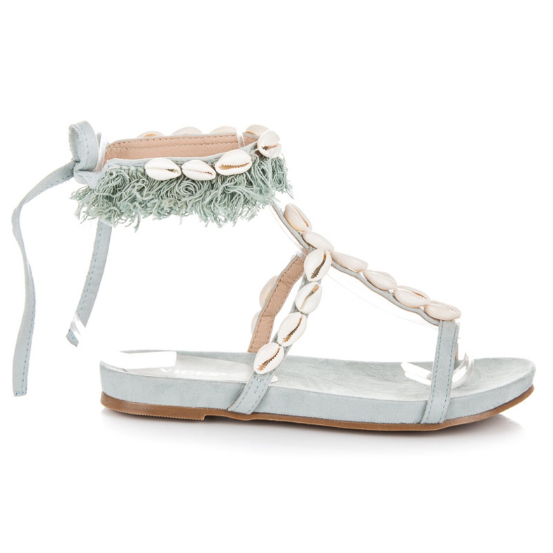 Vices Gebundene Sandalen mit Muscheln blau