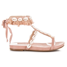 Vices Gebundene Sandalen mit Muscheln rosa