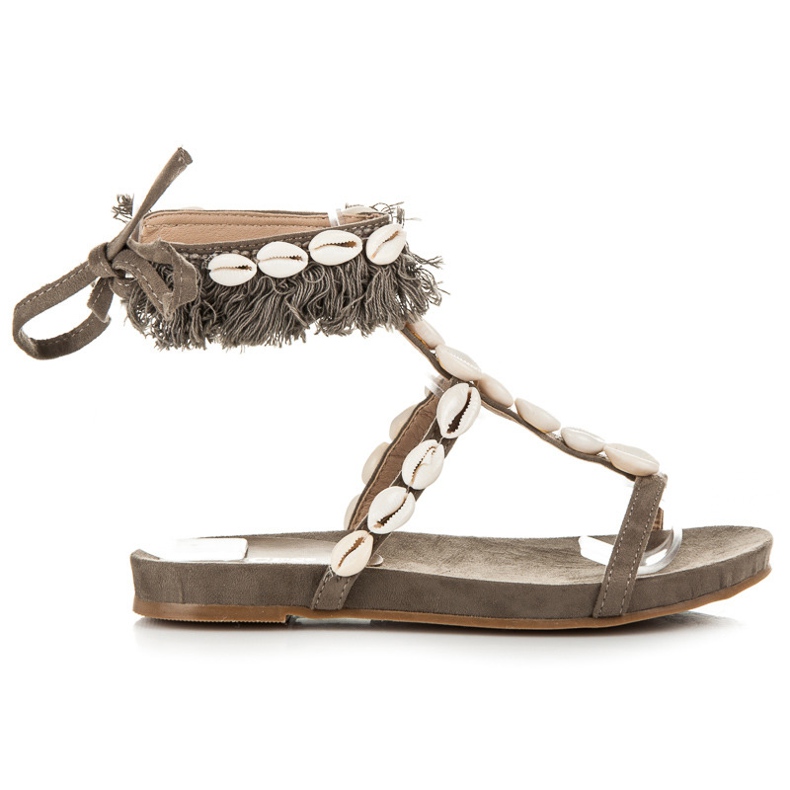 Vices Gebundene Sandalen mit Muscheln braun