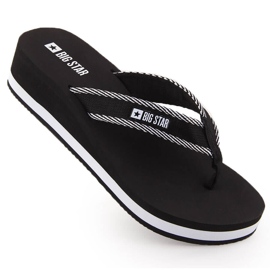 Schwarze Damen-Flip-Flops mit Keilabsatz Big Star NN274A727