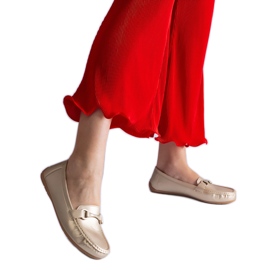 Gold klassische Slipper mit Öko -Ledermetallic golden