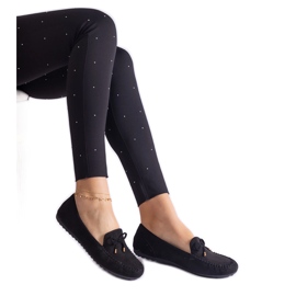 Schwarze Frauen -Slipper mit einem Bogen