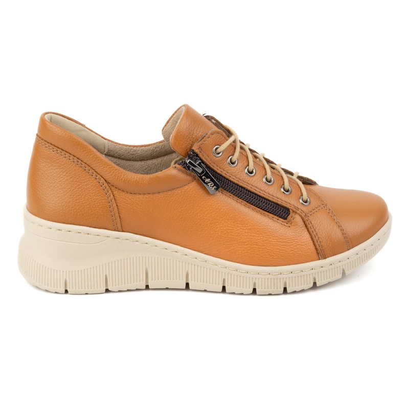 Olivier Damen-Lederschuhe mit dicker Keilsohle, 1236, rot orange