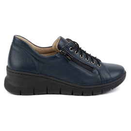 Olivier Damen-Lederschuhe mit dicker Sohle 1236 Marineblau/Marineblau