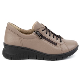 Olivier Damen-Lederschuhe mit Keilabsatz, dicker Sohle, 1236 Cappuccino beige
