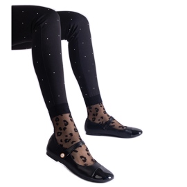 Schwarze Ballerinas mit Lackspitze und Klettverschluss