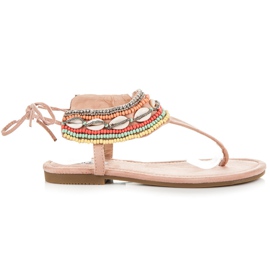 Vices Geknotete Ethno-Sandalen rosa