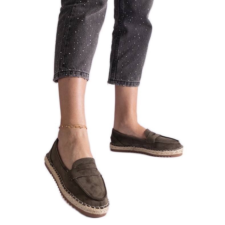 Green Slide Espadrilles auf der Plattform grün