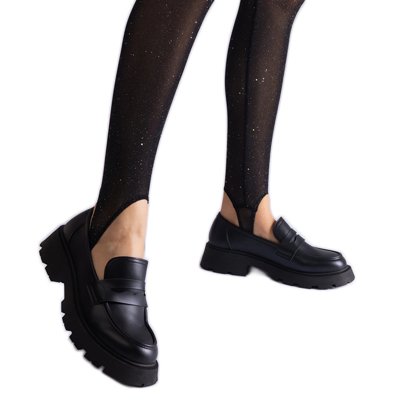 Schwarze Damenmokassins aus Öko-Leder