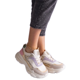 Mehrfarbige Turnschuhe mit Glitzereinsätzen Beige