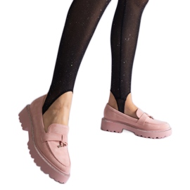 Rosafarbene Mokassins aus Öko-Leder