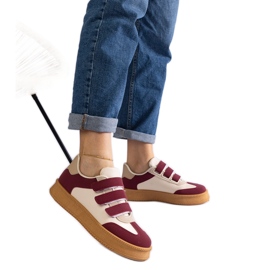 Burgunderfarbene Sneaker mit Klettverschluss rot