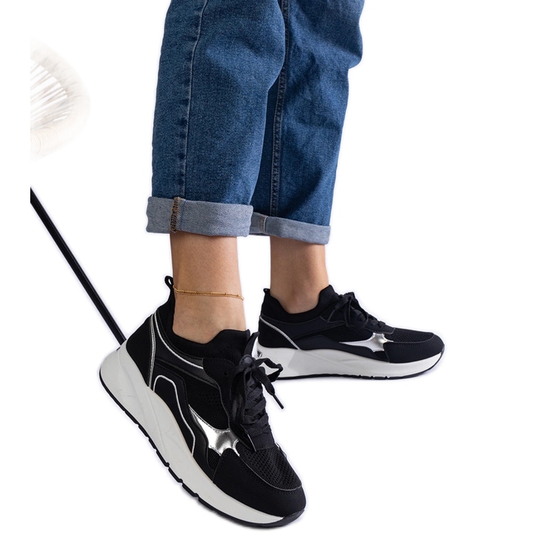 Schwarze Sport-Sneaker für Damen