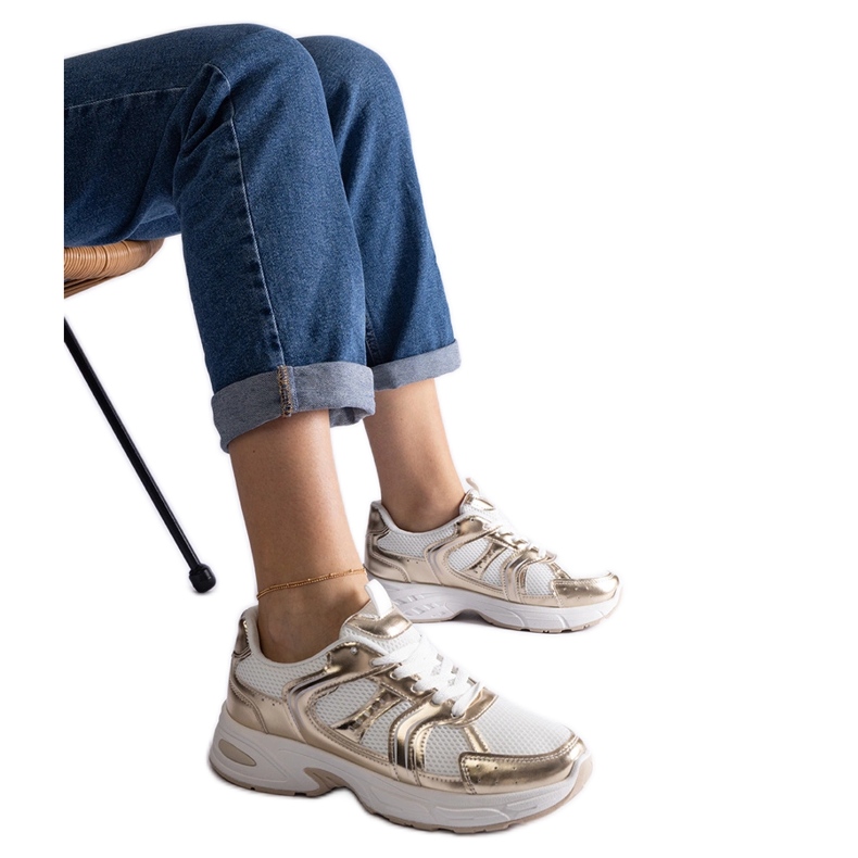 Weiß-goldene Sport-Sneaker