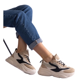 Beige-schwarze Damen-Sneaker