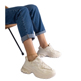 Beigefarbene Sport-Sneaker für Damen