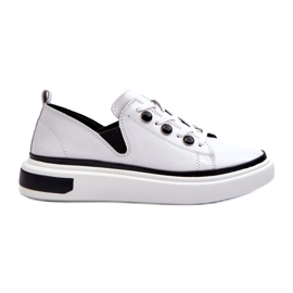 S.Barski Leder lackierte Frauen Sportschuhe LR535 Weiß