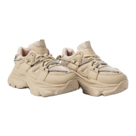 Beigefarbene Plateau-Sneaker für Damen