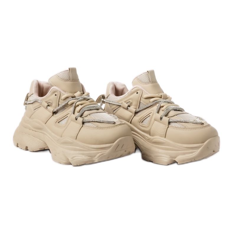 Beigefarbene Plateau-Sneaker für Damen