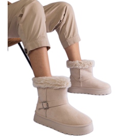 Beige isolierte Schneestiefel mit Fell verziert