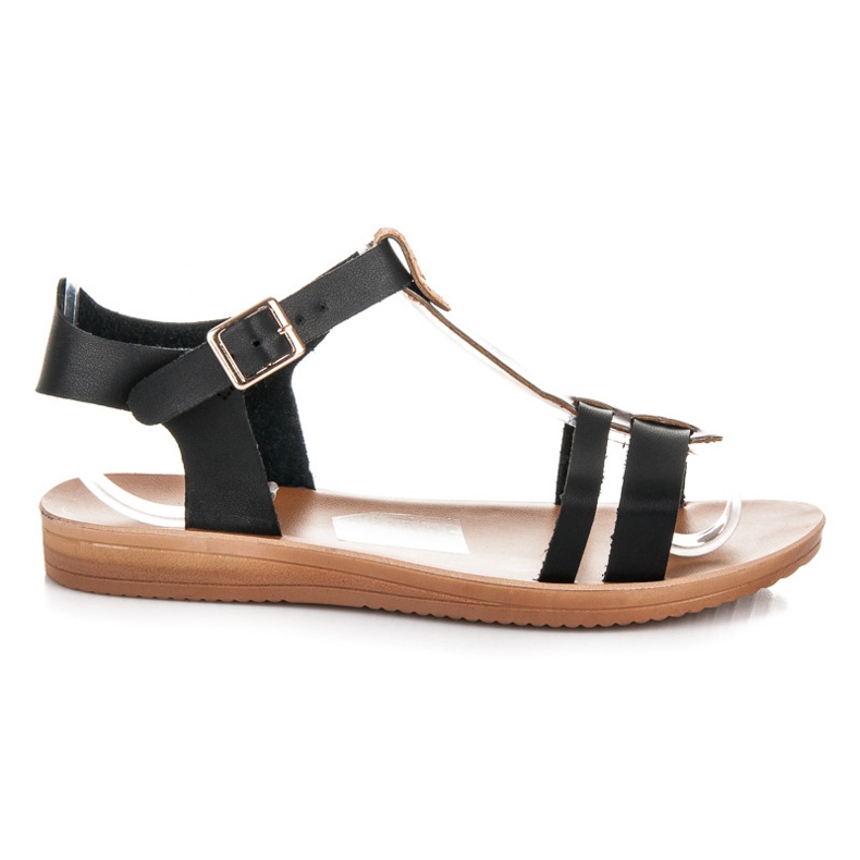 Licean Flache Sandalen mit Schnalle schwarz