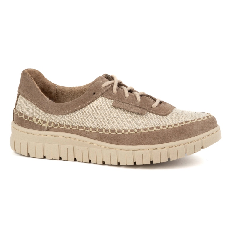 Olivier Damen-Lederschuhe mit dicker Sohle 0759W, beige