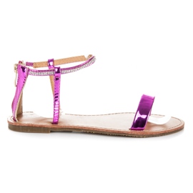 Mannika Lackierte Sandalen mit Reißverschluss lila