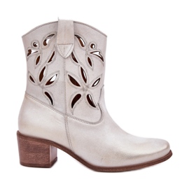 Openwork Leder High Heels Zazoo 3621 Zloty Wischt golden