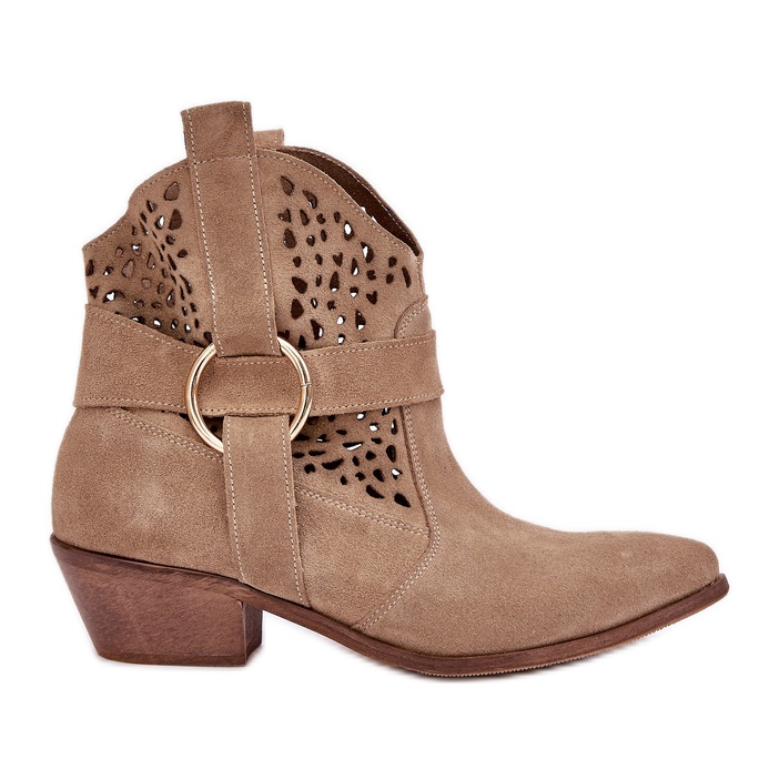 Zazoo 2994 Beige Openwork Cowboy Stiefel