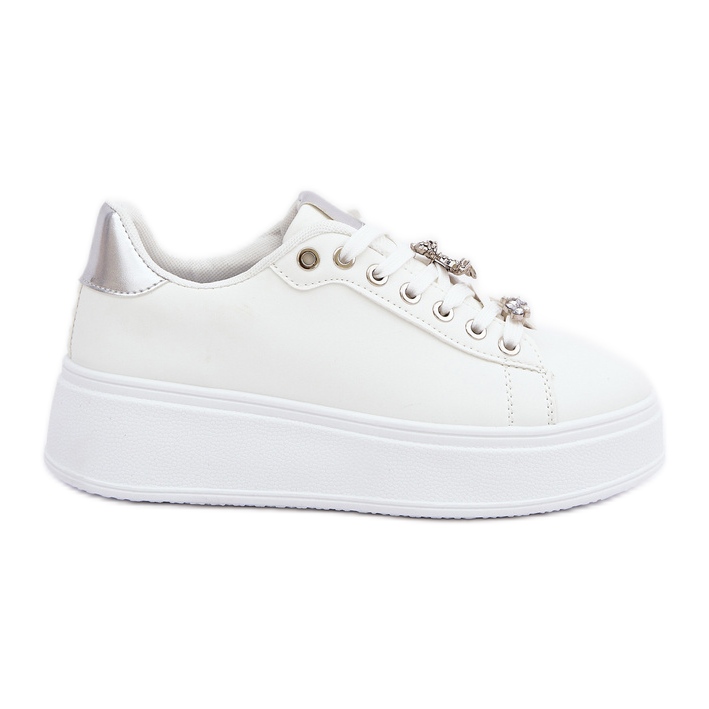 Öko -Leder -Turnschuhe mit weißen und silbernen Stiften