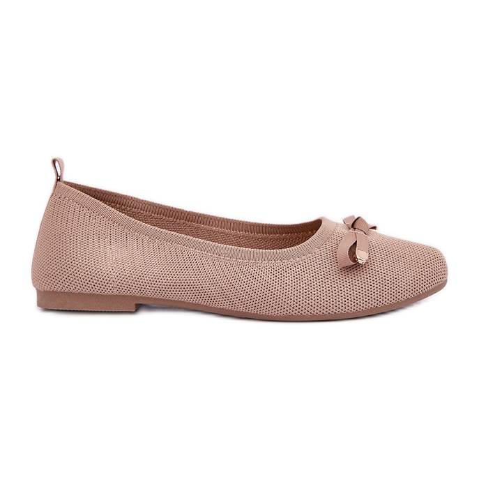 Maschenballerinas mit einem Bogen Beige