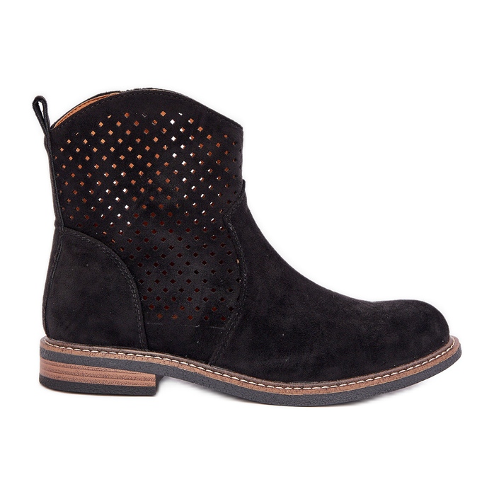 Schwarze Openwork -Stiefel