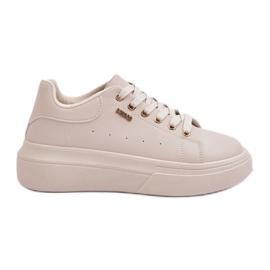 Frauen -Sneaker auf der Plattform Eco Light Basic Leder beige