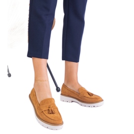 Brown -Frauen -Slipper aus Ekozamsz mit Randflächen braun