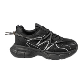 Schwarze Sneaker von Frauen auf der Plattform