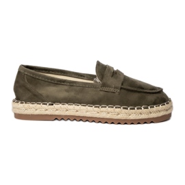 Frauen espadrilles dunkelgrüne Slipper